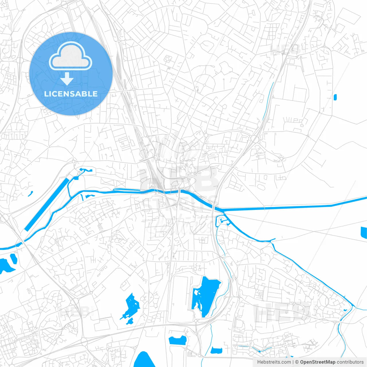 Peterborough, England bright two-toned vector map