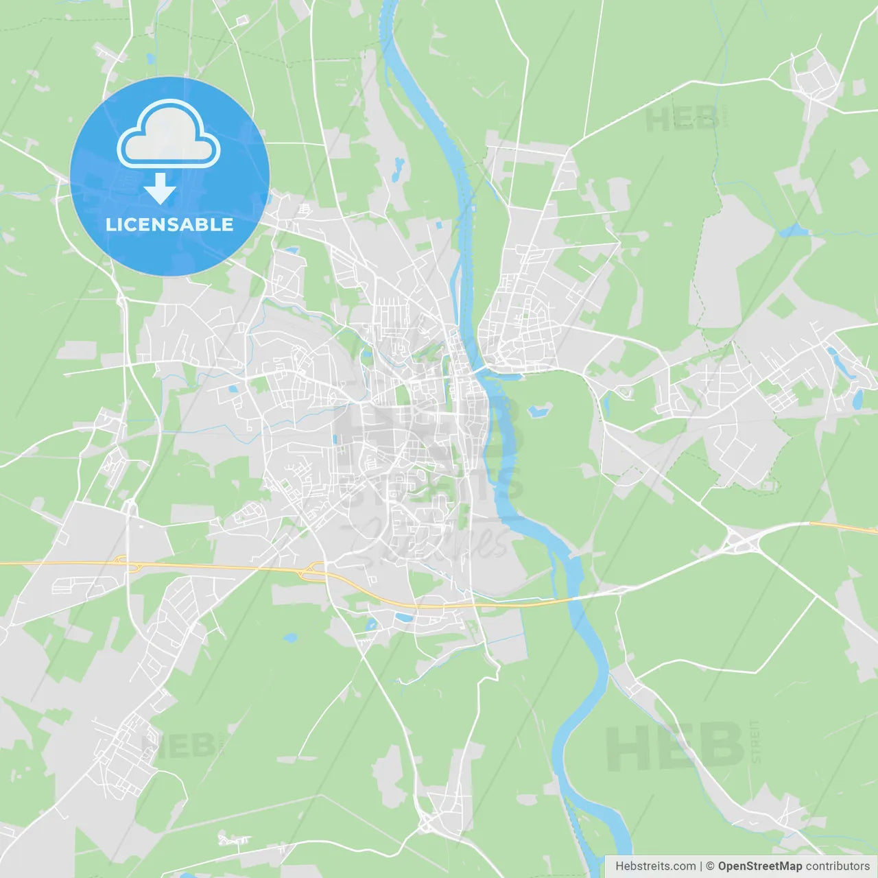 Frankfurt (Oder), Germany printable street map