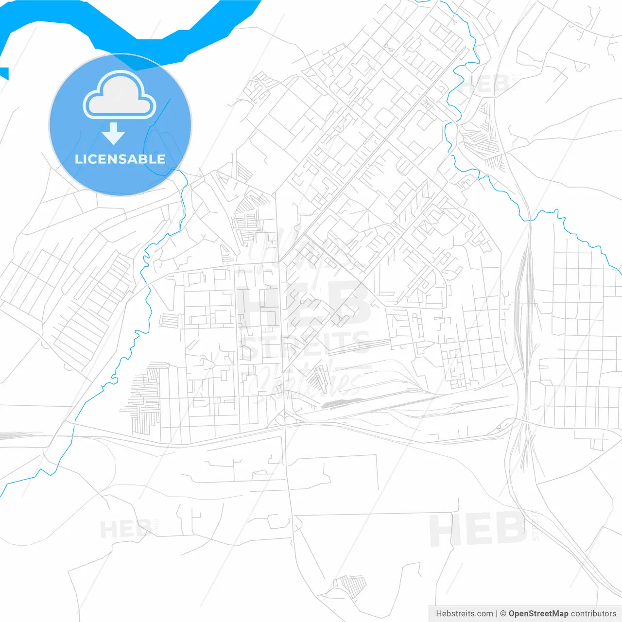 Achinsk, Russia bright two-toned vector map