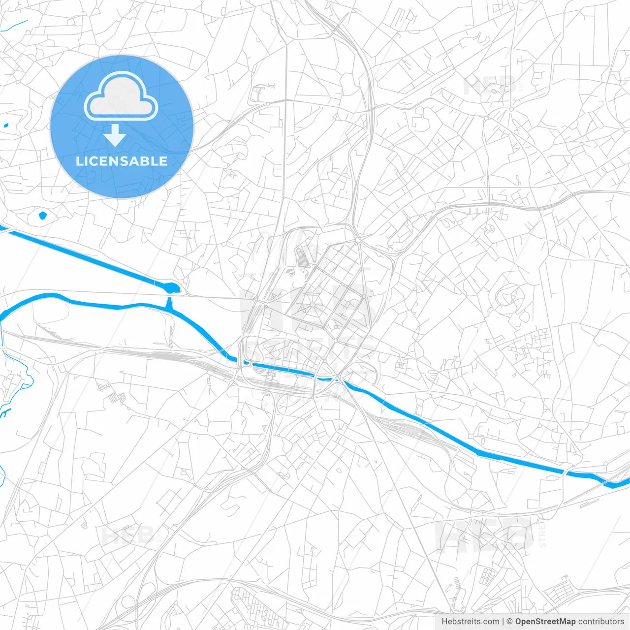 Charleroi, Belgium bright two-toned vector map