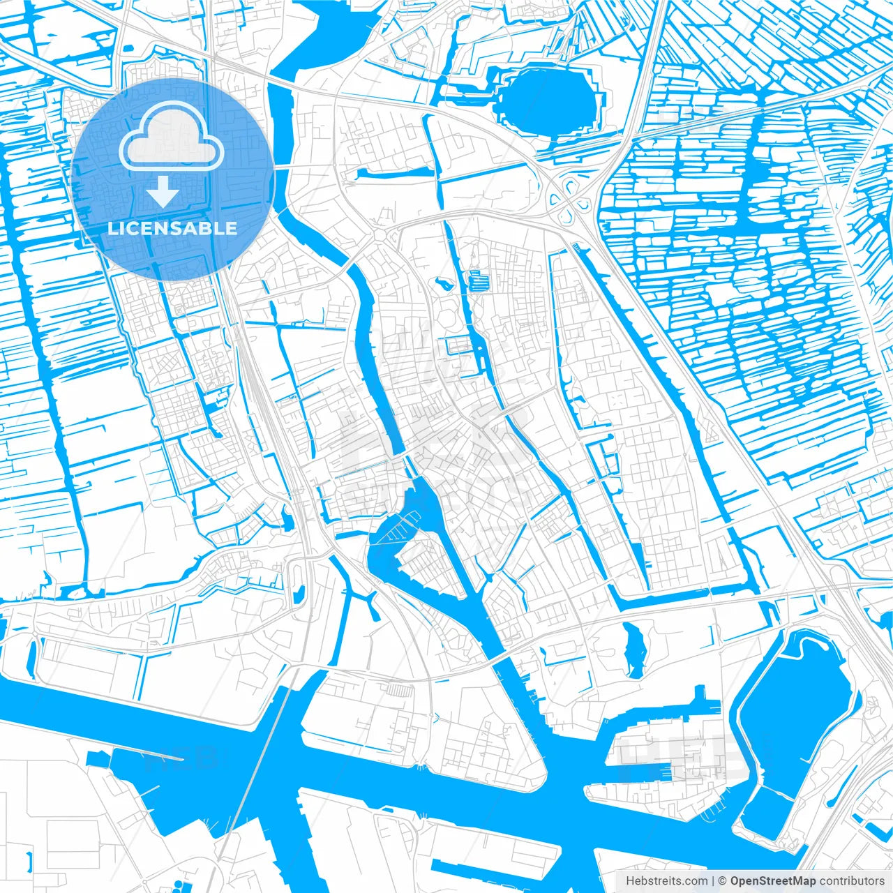 Zaanstad, Netherlands bright two-toned vector map