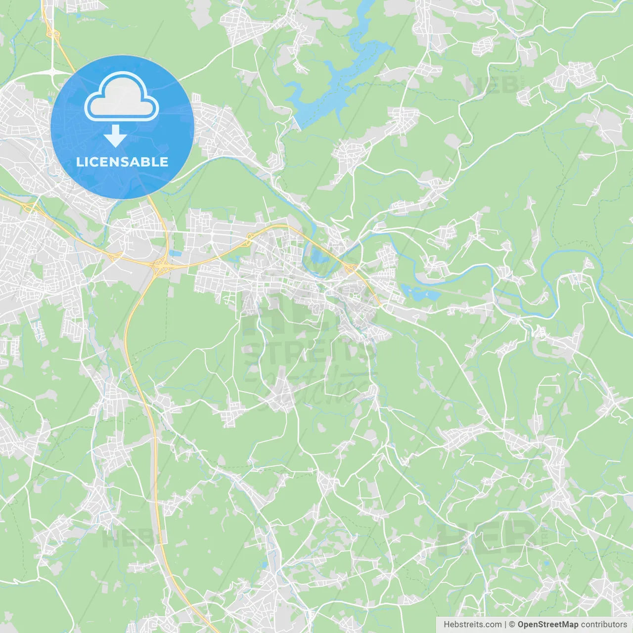 Hennef (Sieg), Germany printable street map