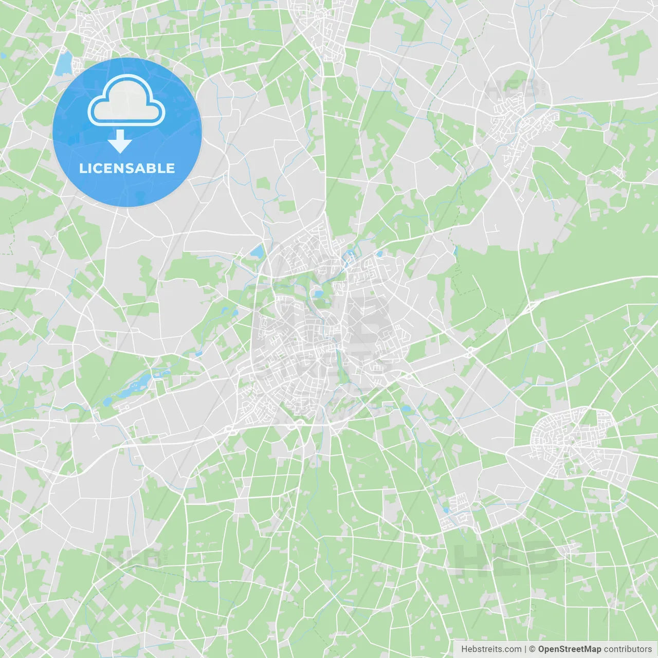 Borken, Germany printable street map