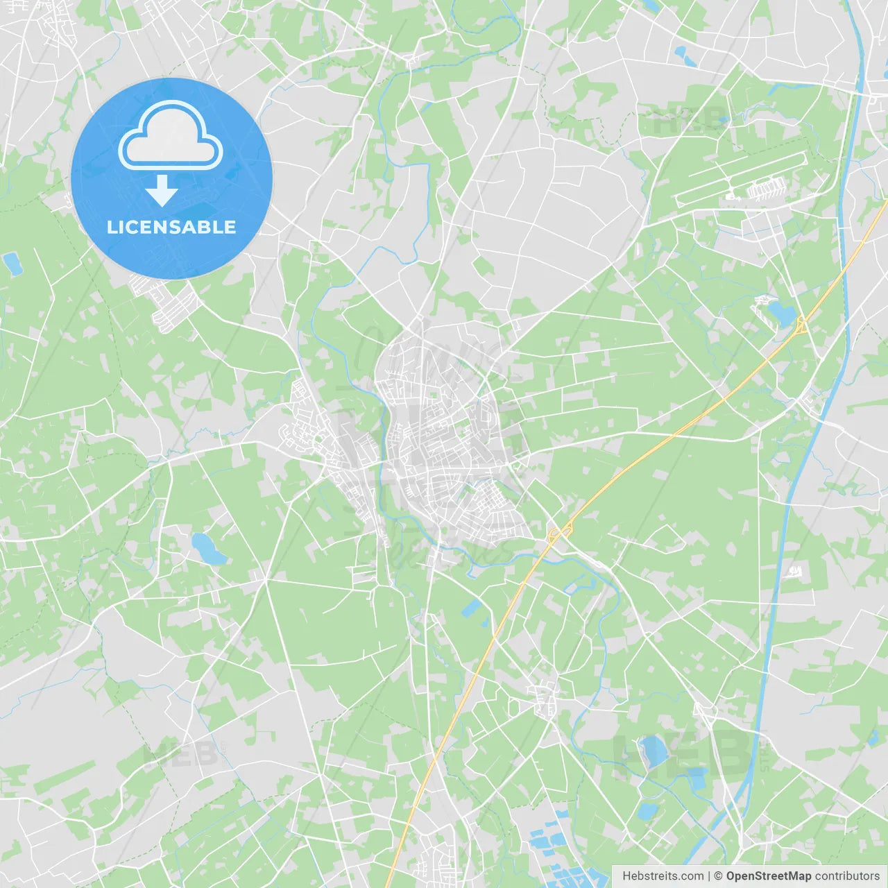 Greven, Germany printable street map