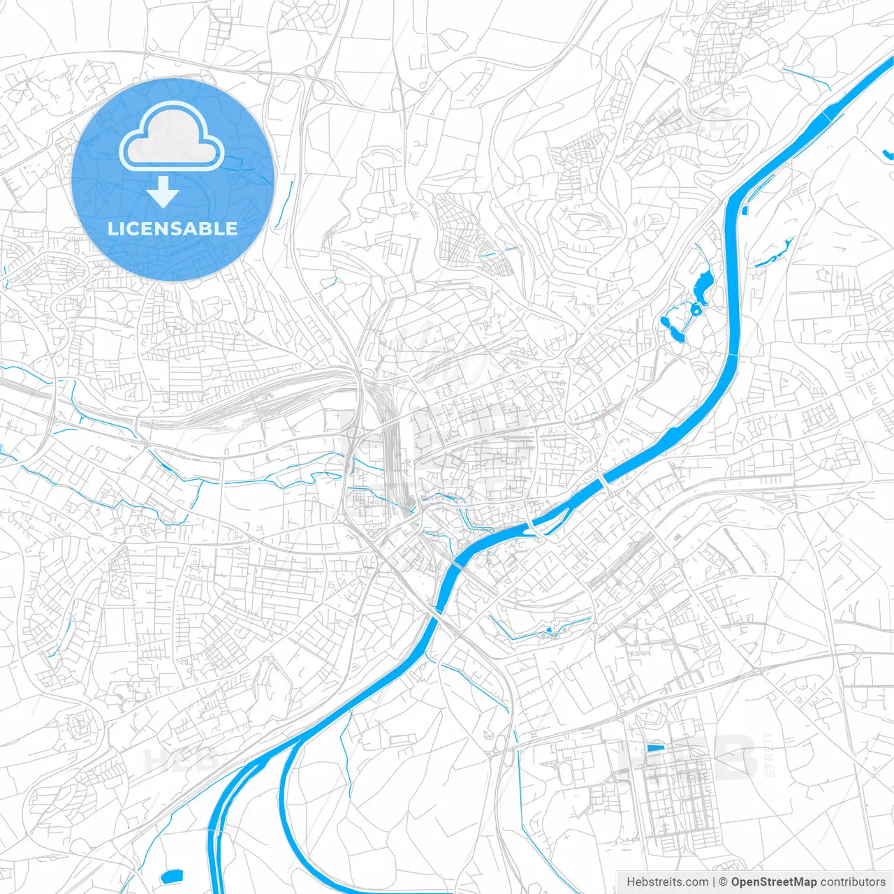 Ulm, Germany bright two-toned vector map