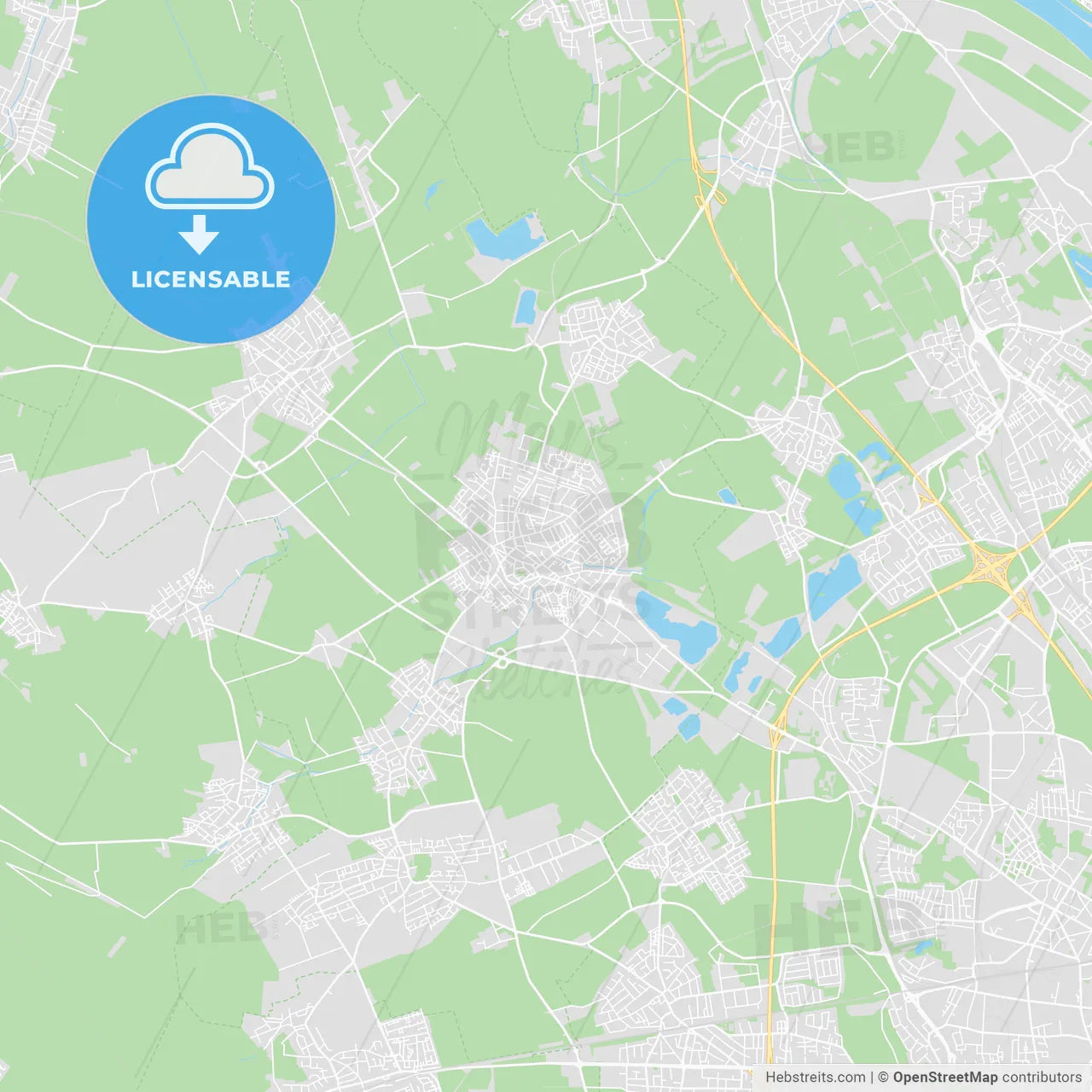 Pulheim, Germany printable street map