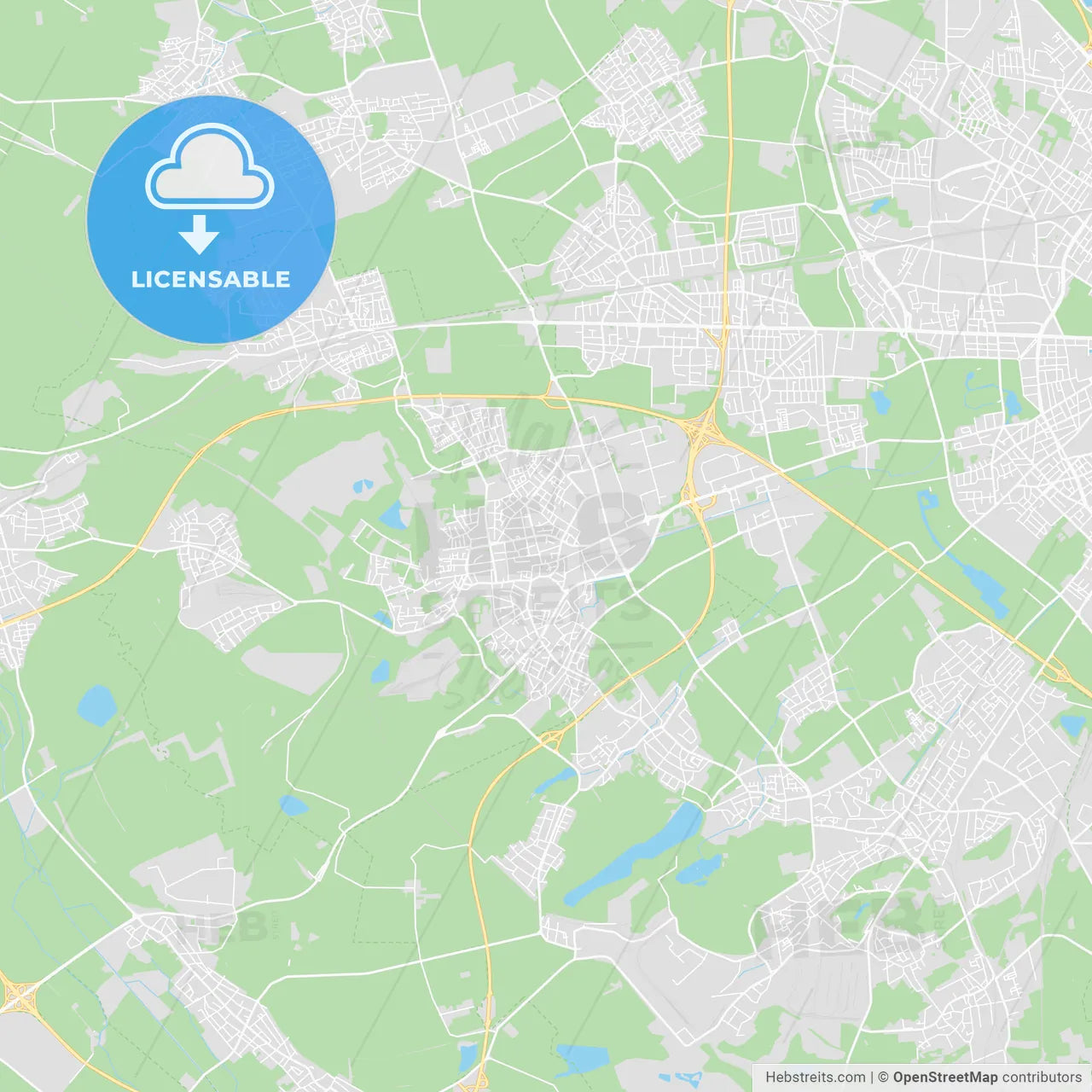 Frechen, Germany printable street map