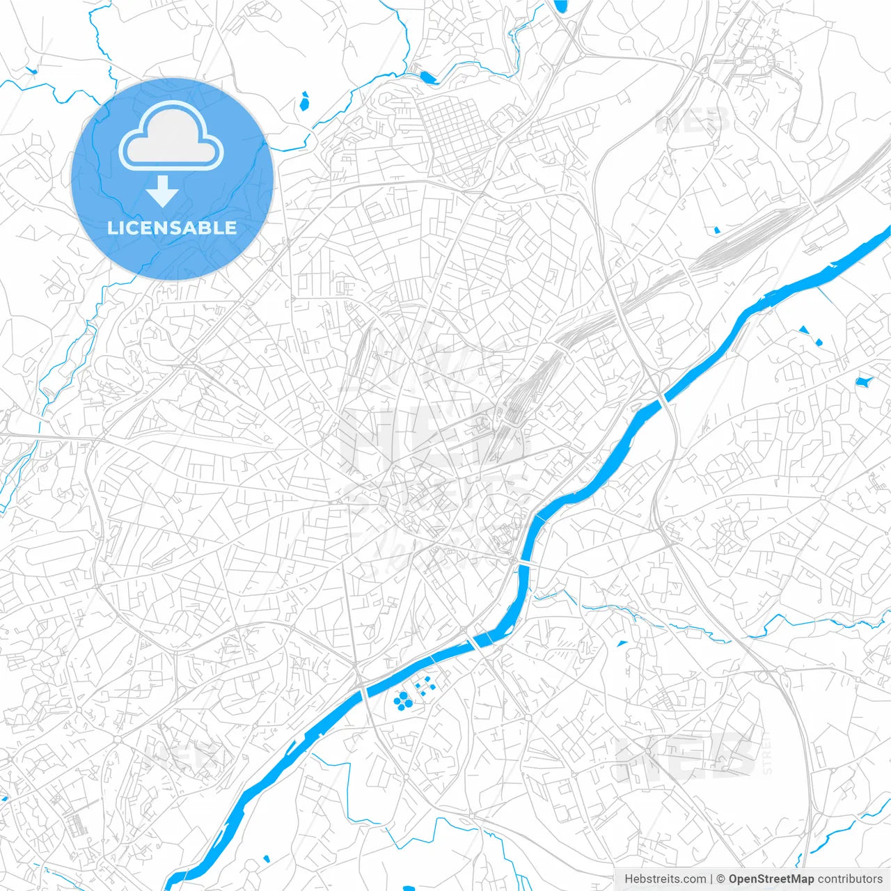 Limoges, France bright two-toned vector map