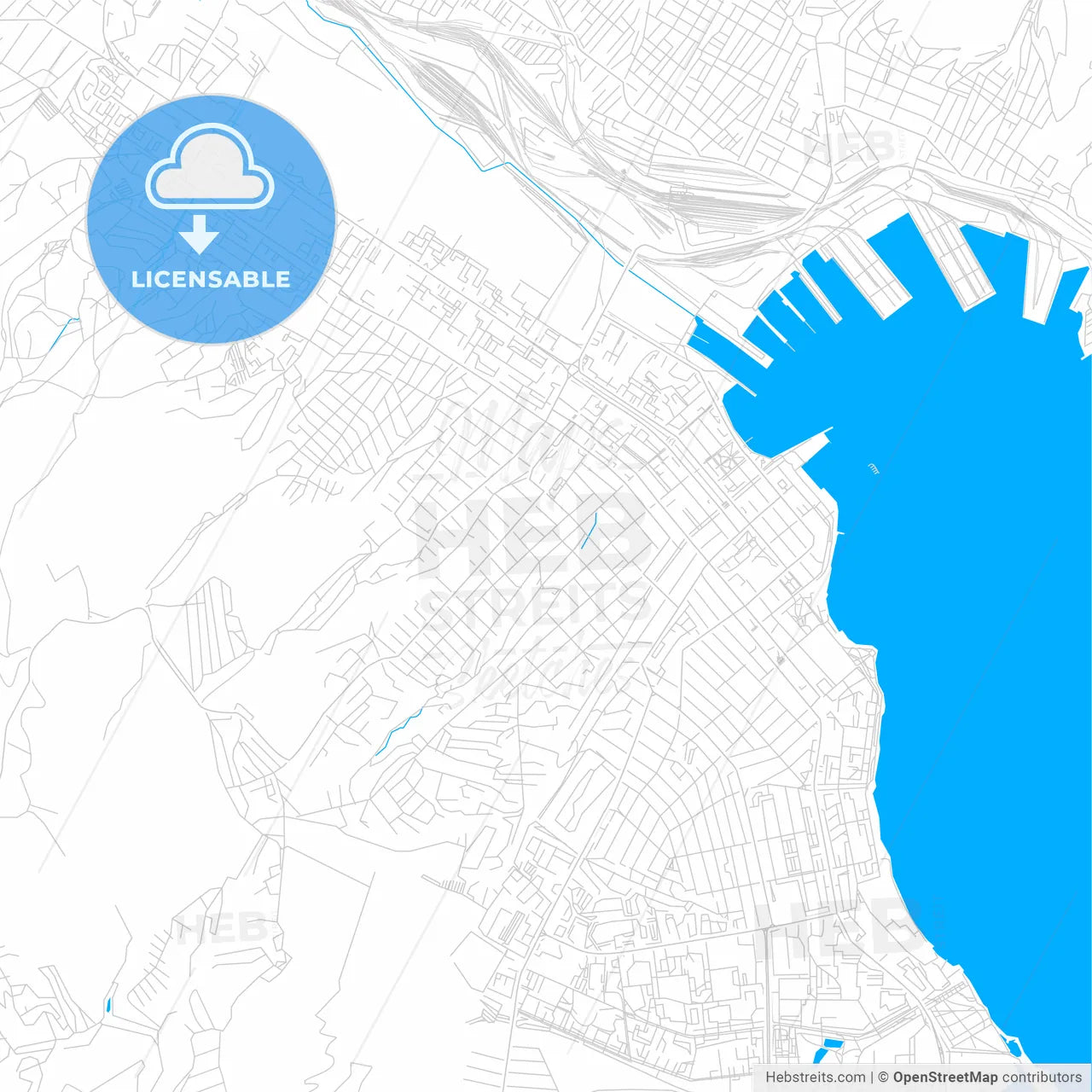 Novorossiysk, Russia bright two-toned vector map