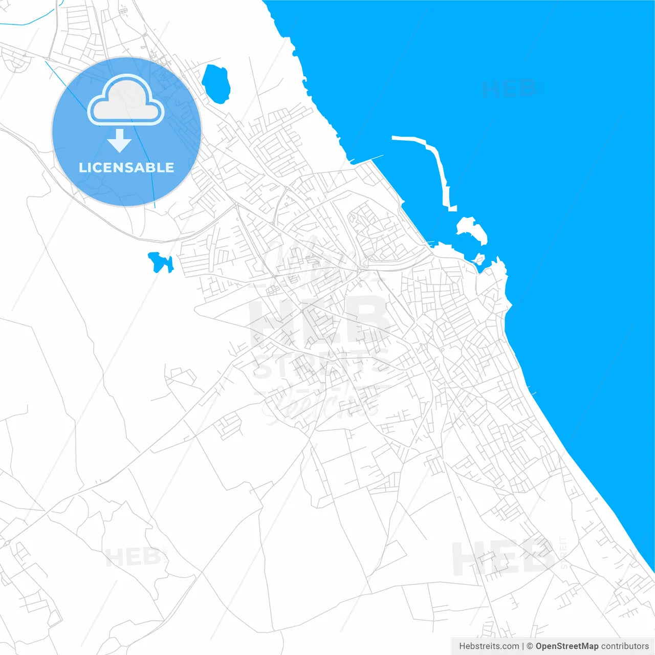 Famagusta , Cyprus bright two-toned vector map