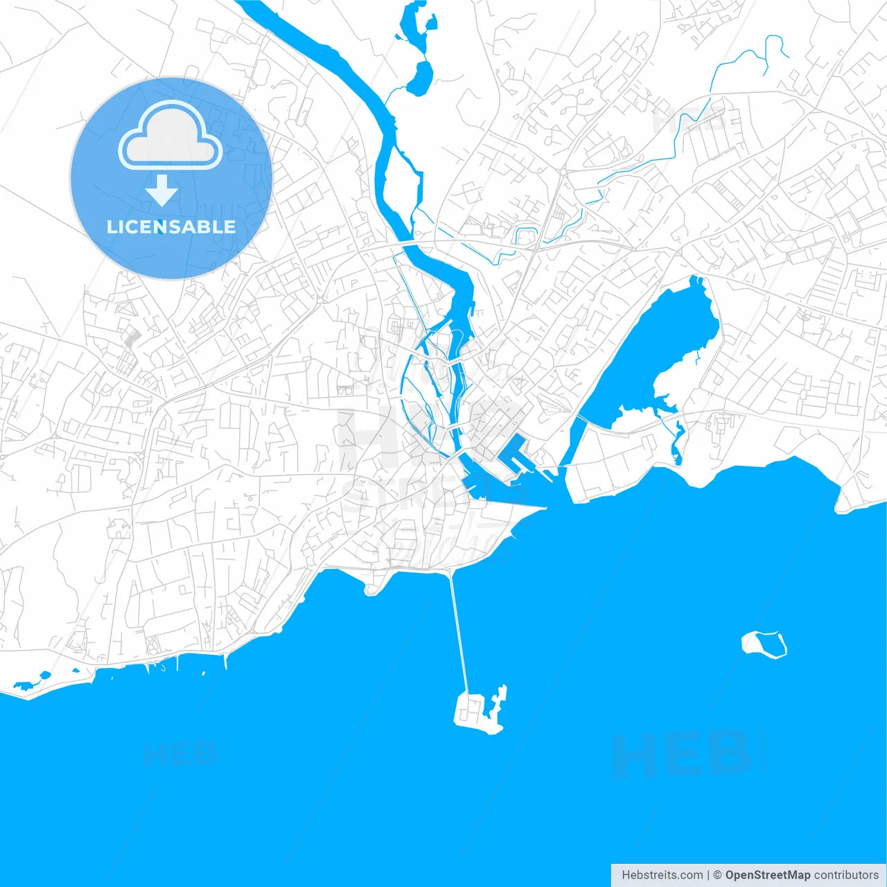 Galway, Ireland bright two-toned vector map