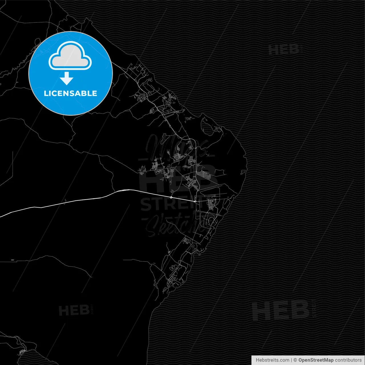 Dark area map of Punta Cana, Dominican Republic