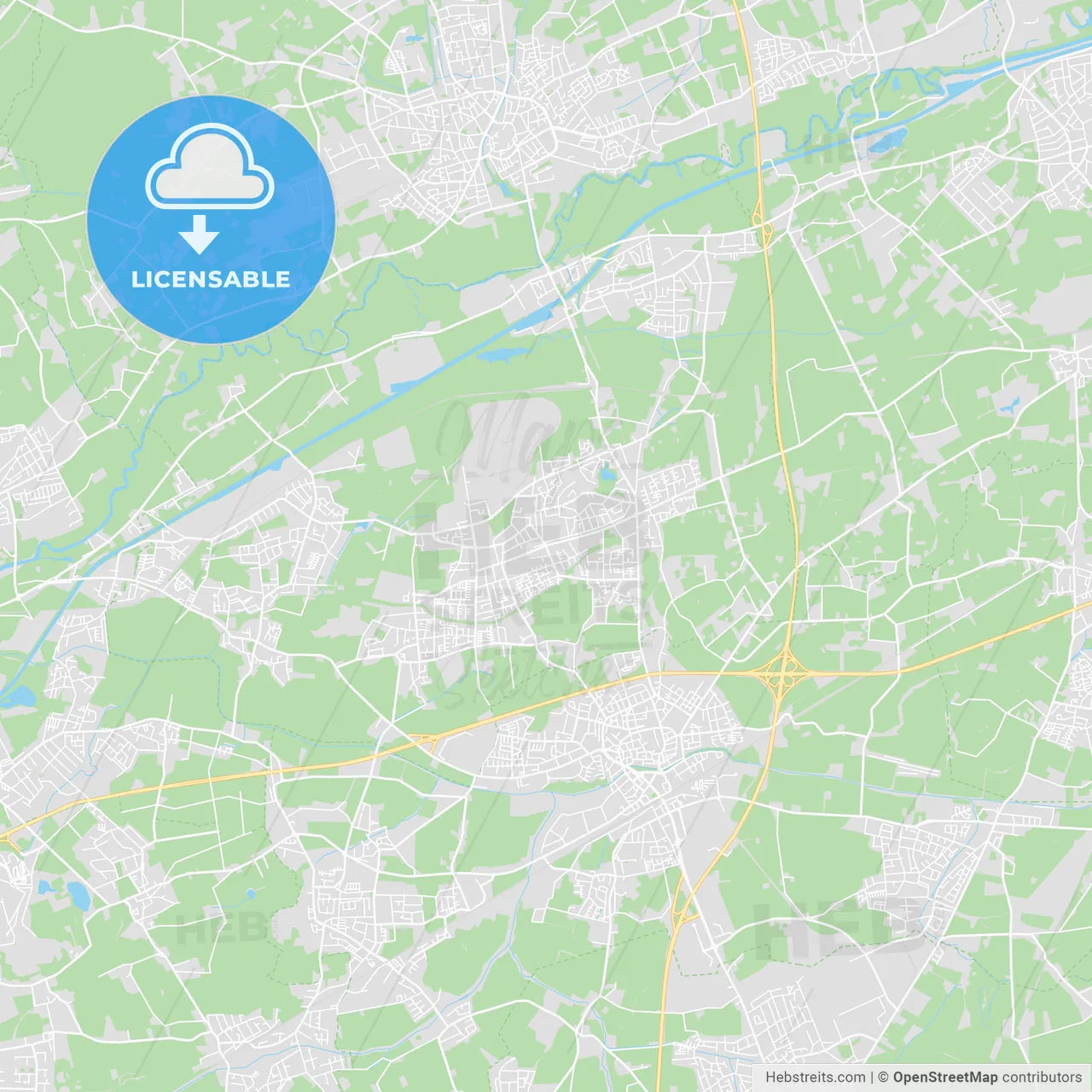 Bergkamen, Germany printable street map