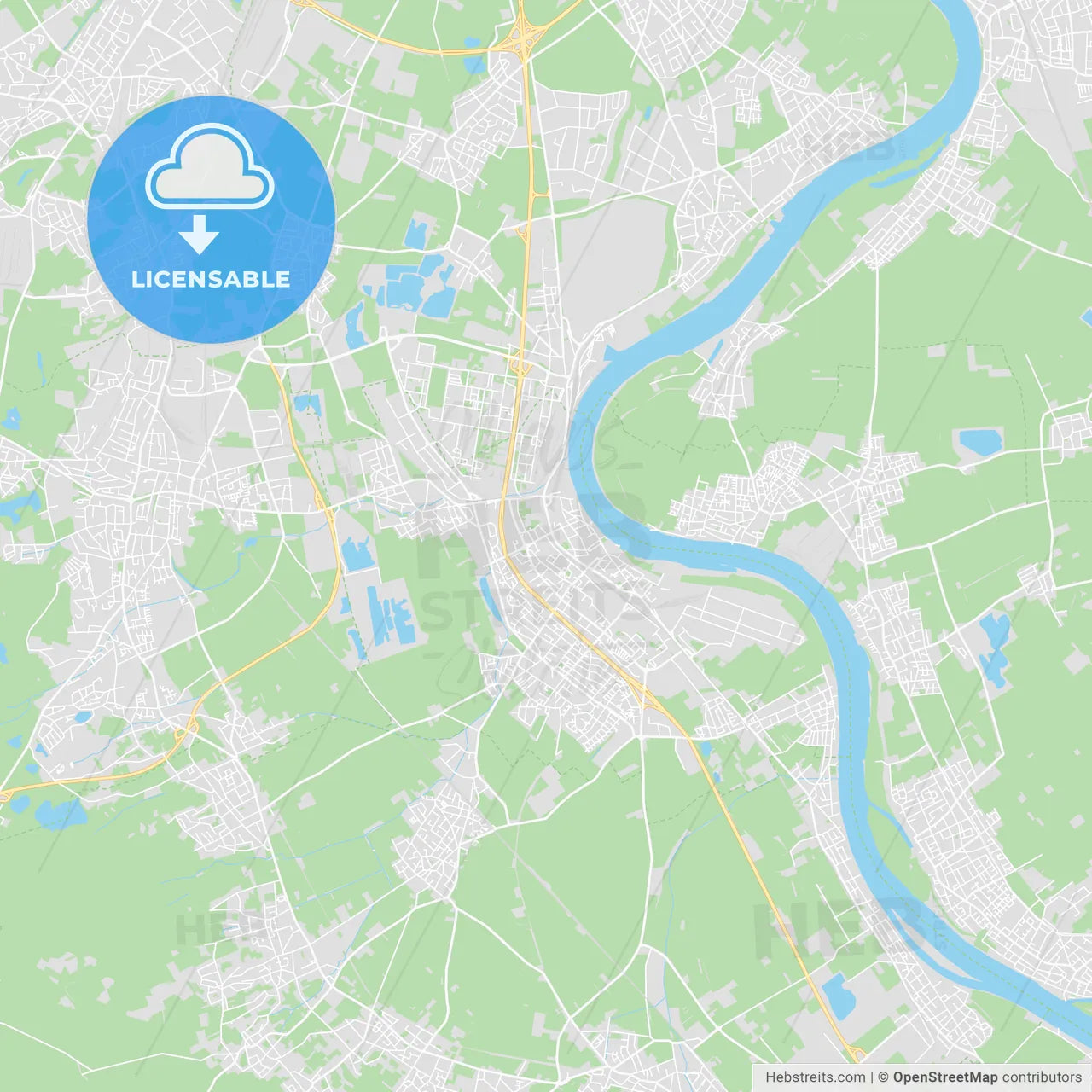 Wesseling, Germany printable street map