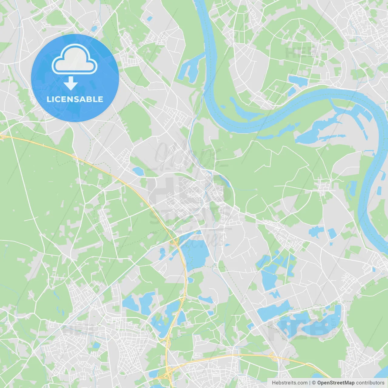 Rheinberg, Germany printable street map