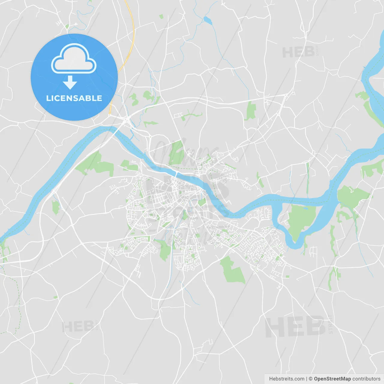 Waterford, Ireland printable street map
