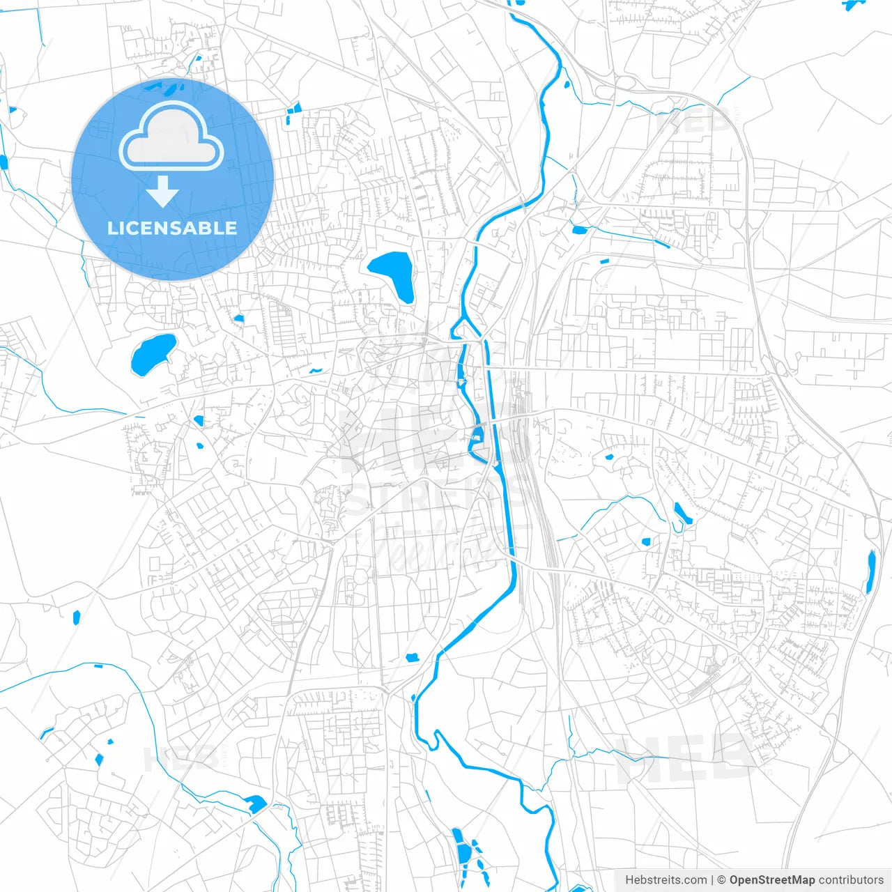 Luneburg, Germany bright two-toned vector map