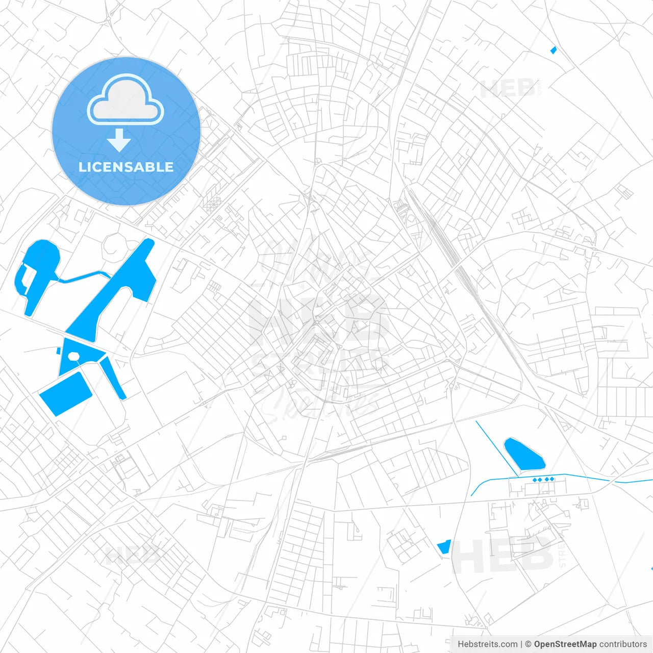 Kecskemét, Hungary bright two-toned vector map