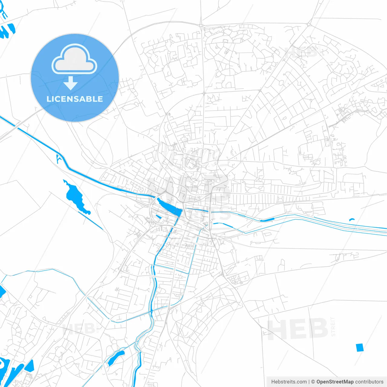 Lincoln, England bright two-toned vector map