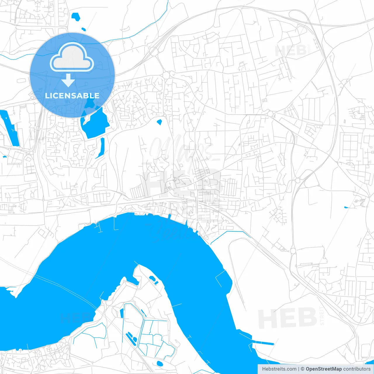 Grays, England bright two-toned vector map