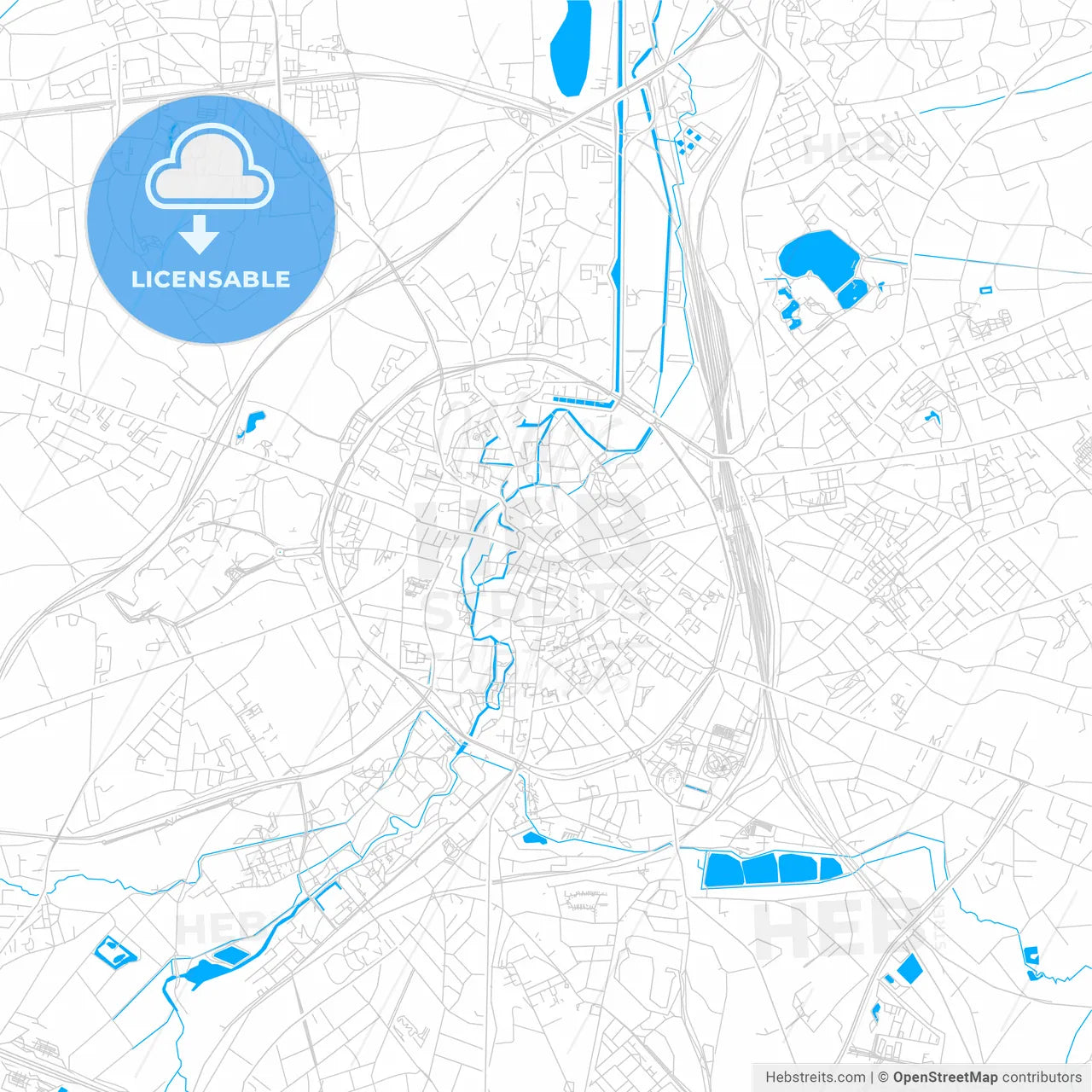 Leuven , Belgium bright two-toned vector map