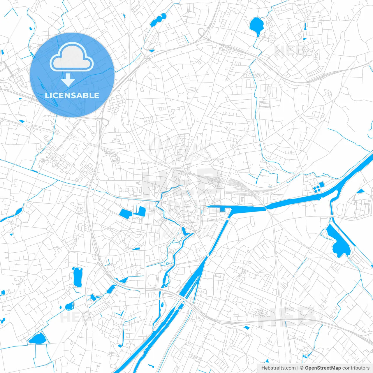 Oldenburg, Germany bright two-toned vector map