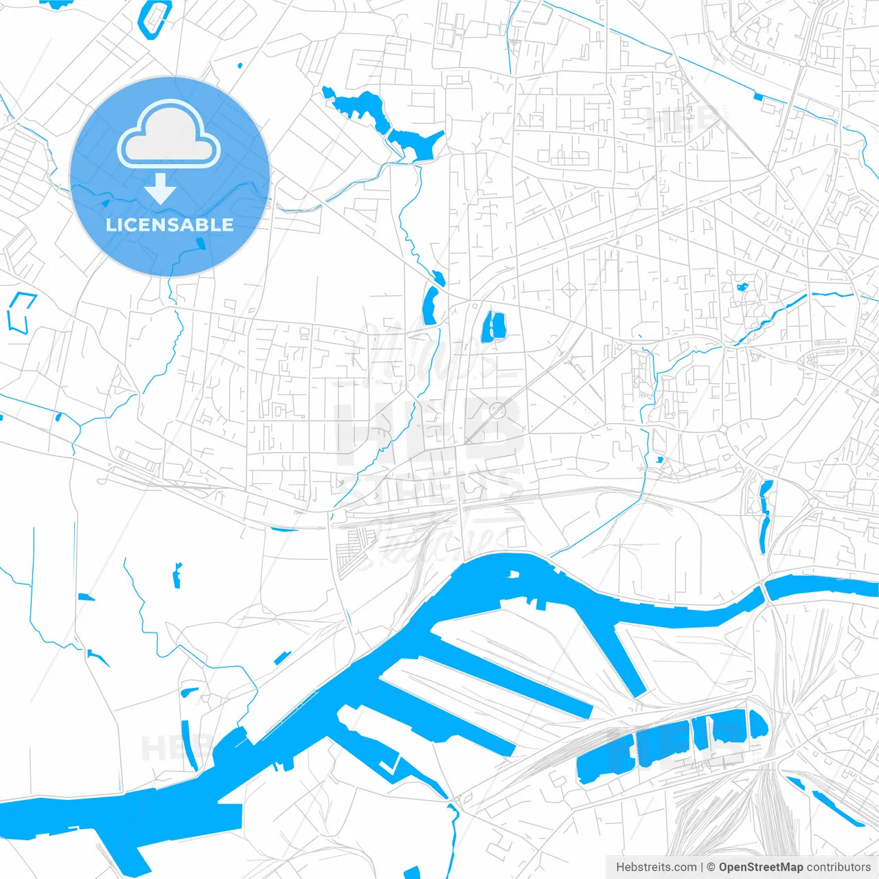 Kaliningrad, Russia bright two-toned vector map