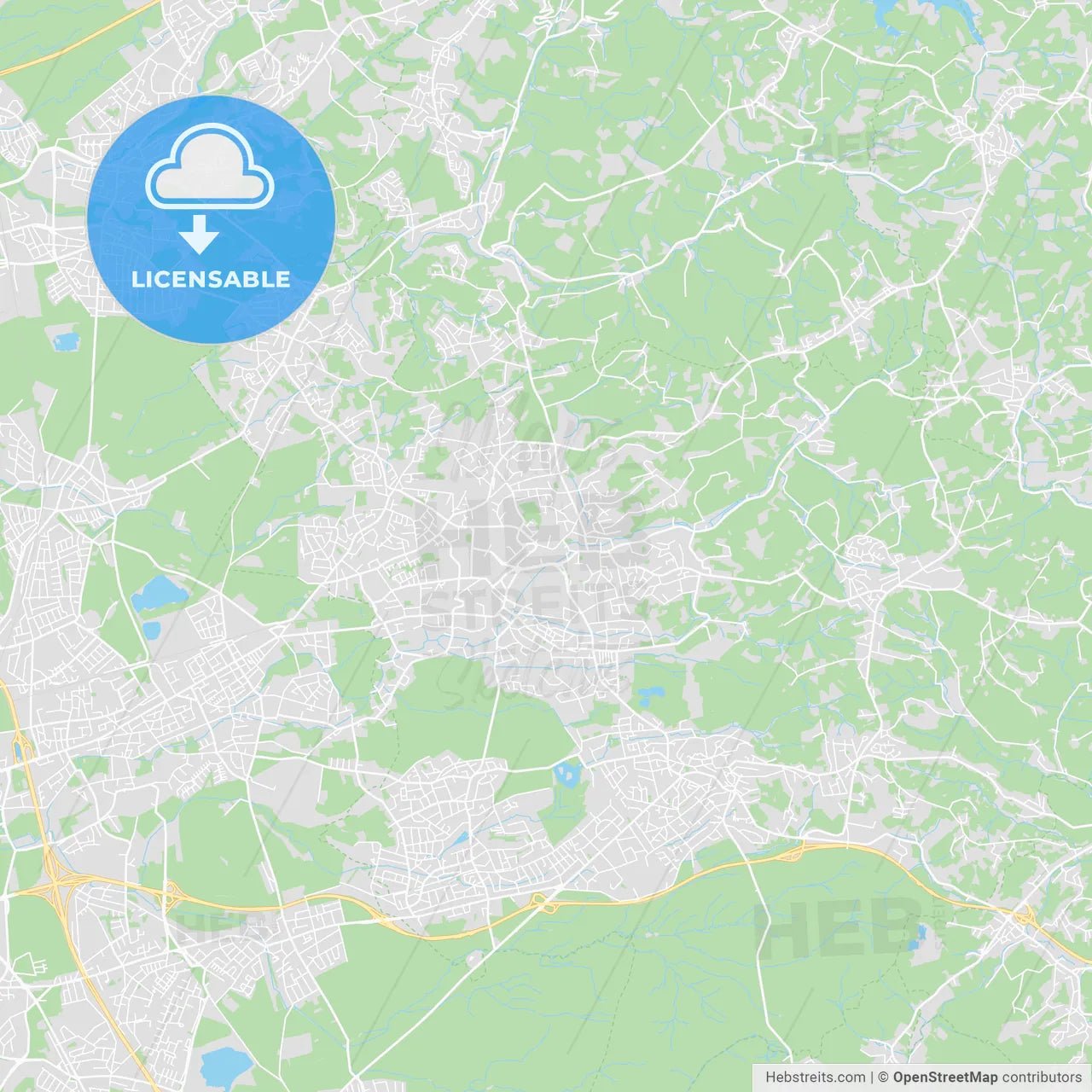 Bergisch Gladbach, Germany printable street map