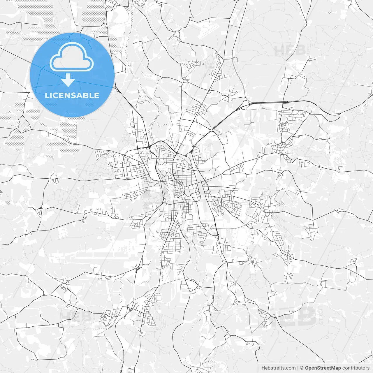 České Budějovice light vector map
