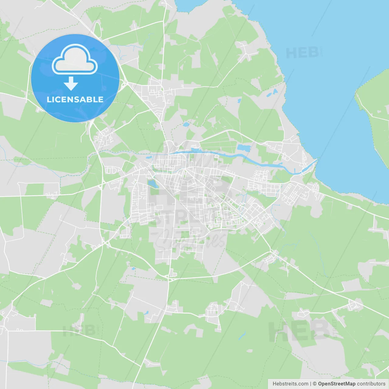 Greifswald, Germany printable street map