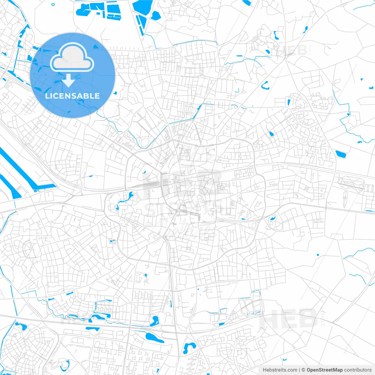Enschede, Netherlands bright two-toned vector map