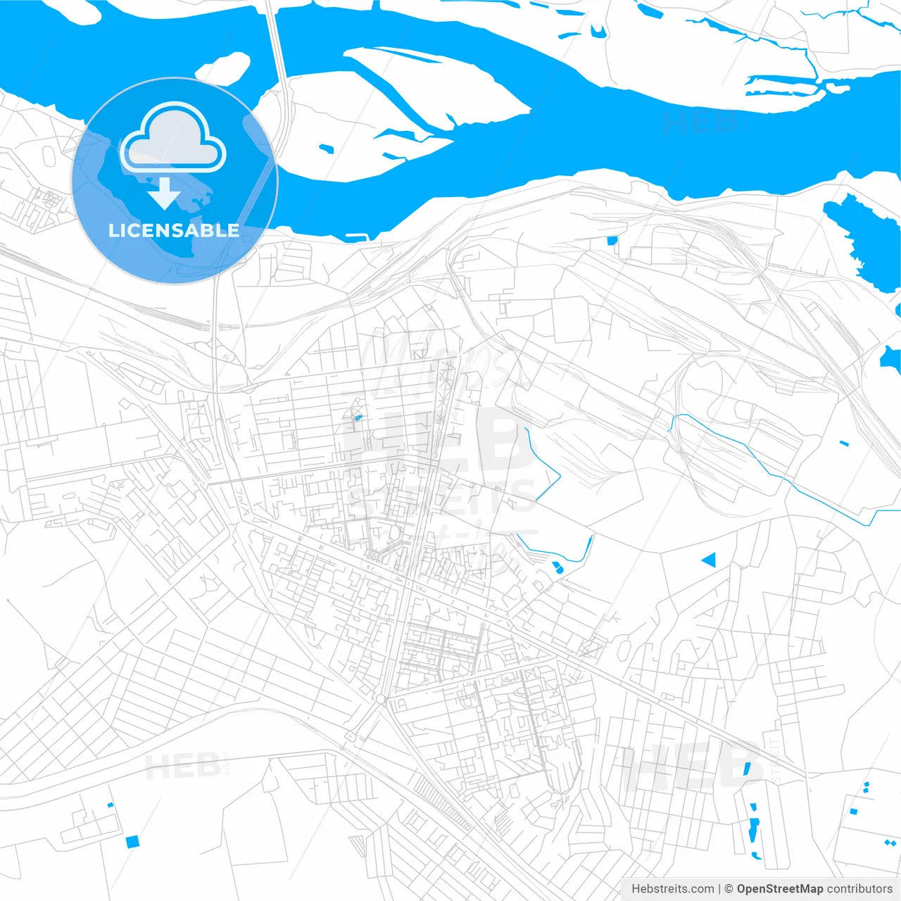 Kamianske, Ukraine bright two-toned vector map