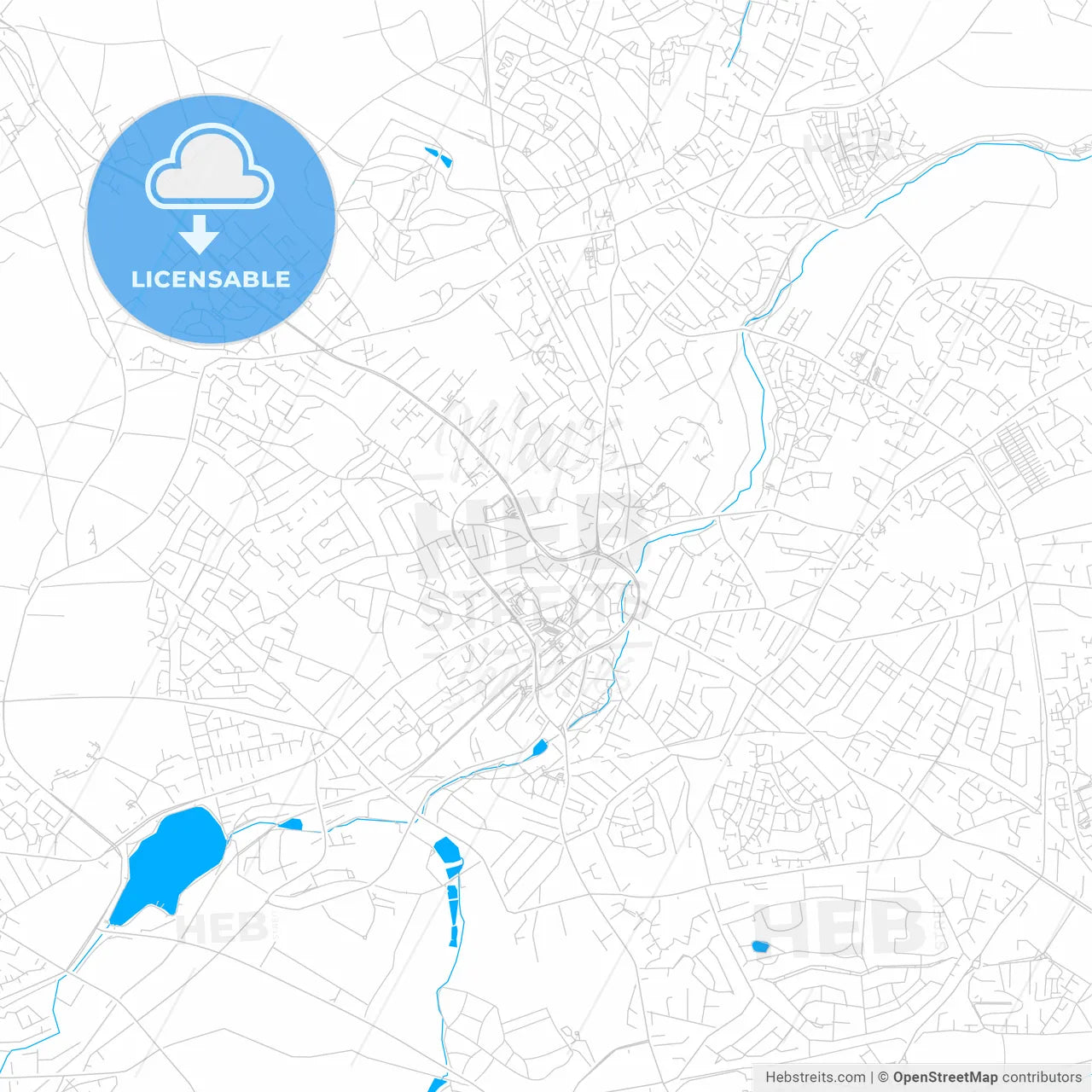 Mansfield, England bright two-toned vector map