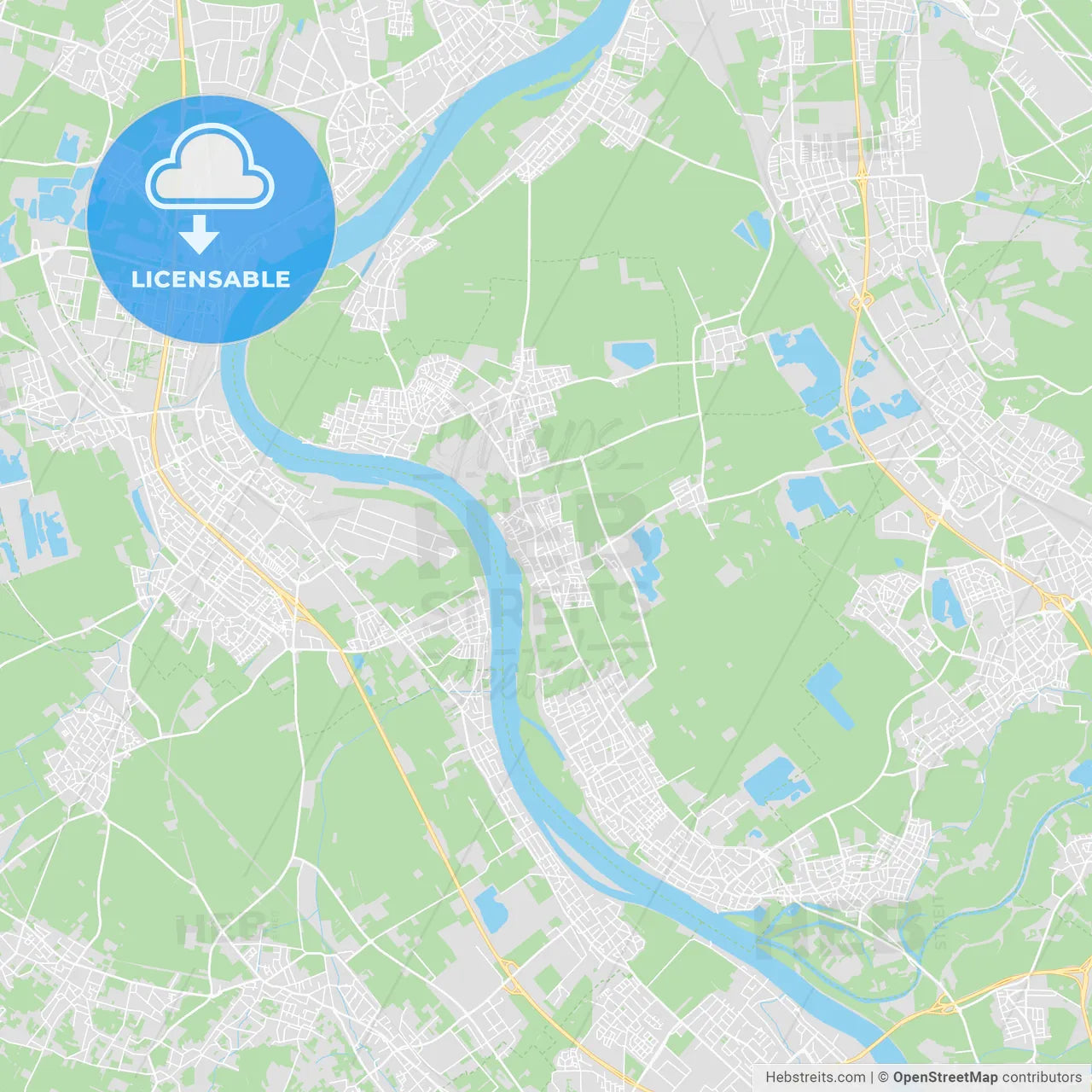 Niederkassel, Germany printable street map