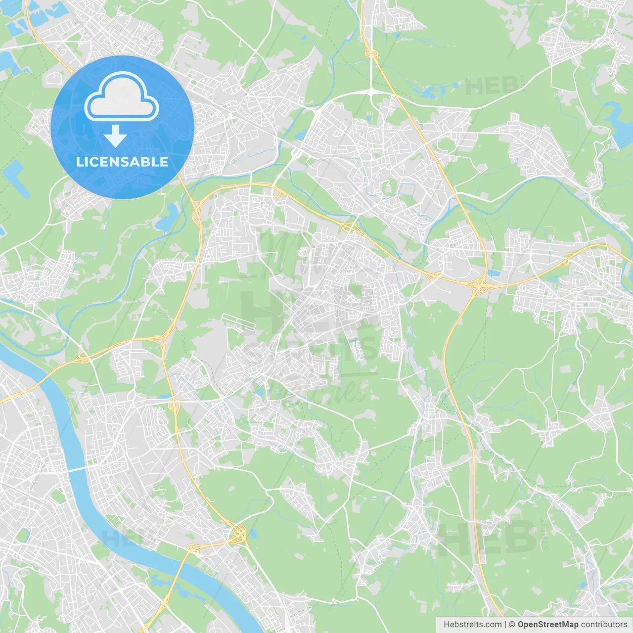 Sankt Augustin, Germany printable street map