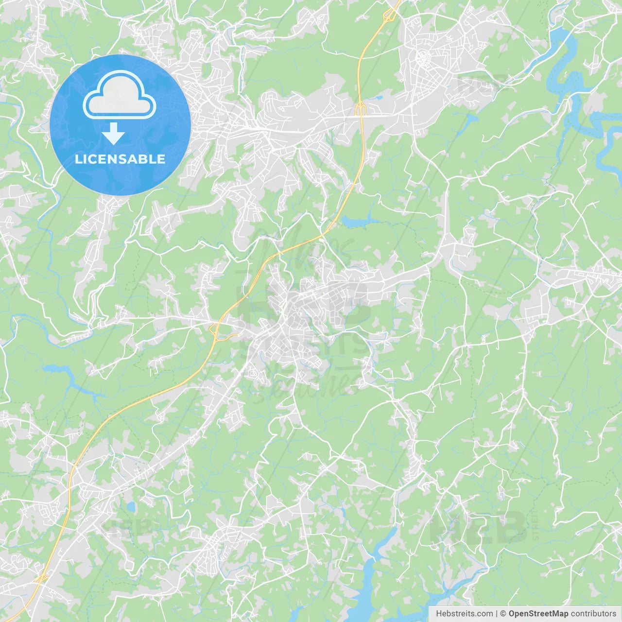 Wermelskirchen, Germany printable street map