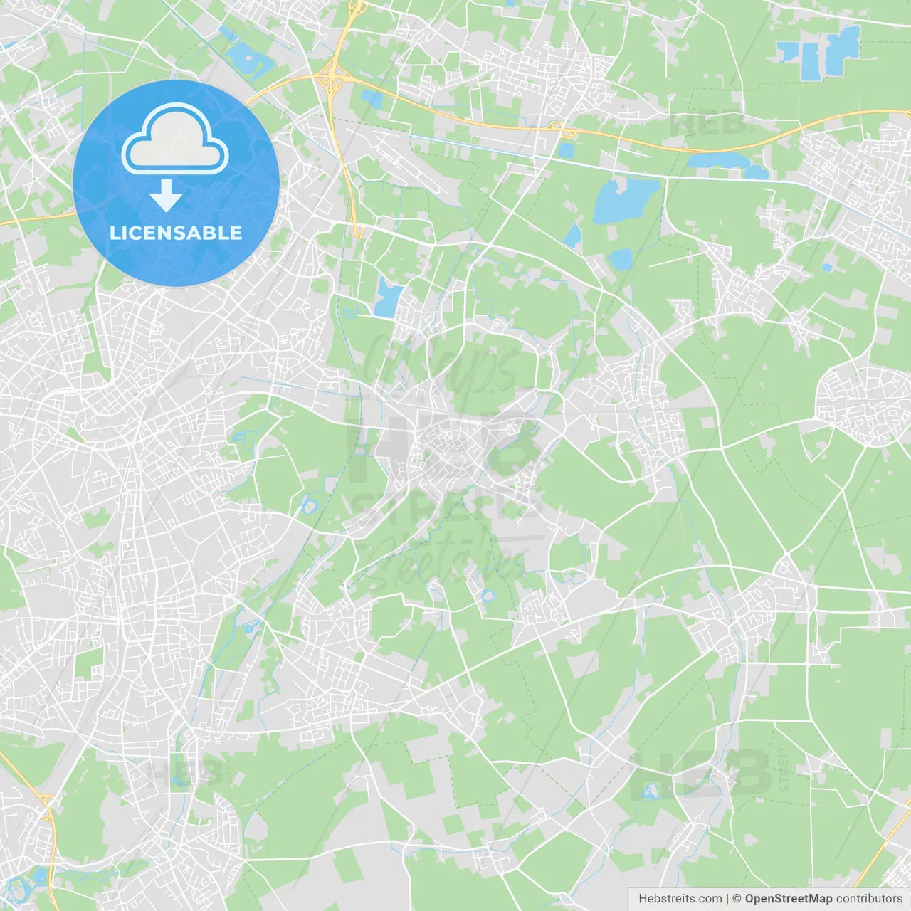 Korschenbroich, Germany printable street map