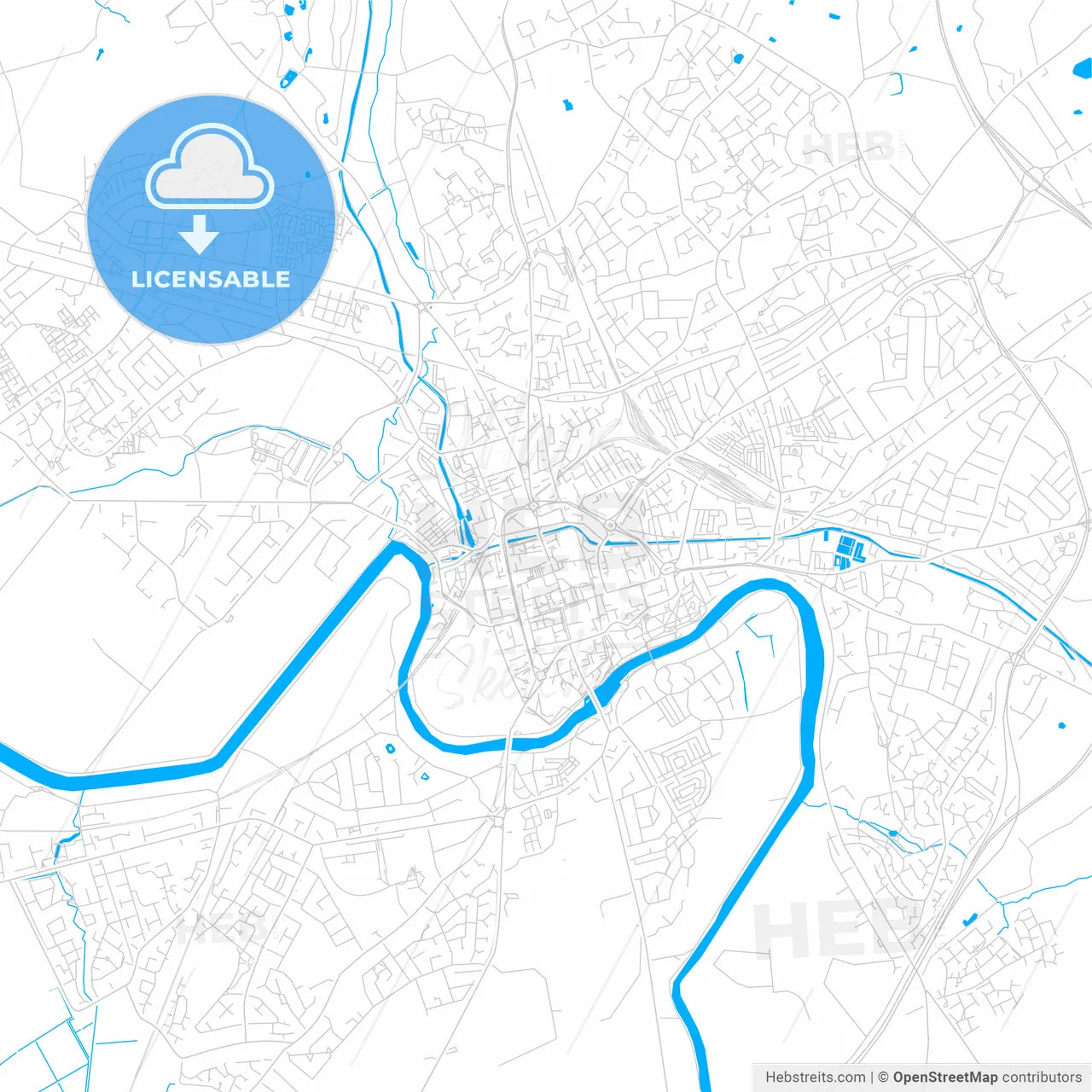 Chester, England bright two-toned vector map