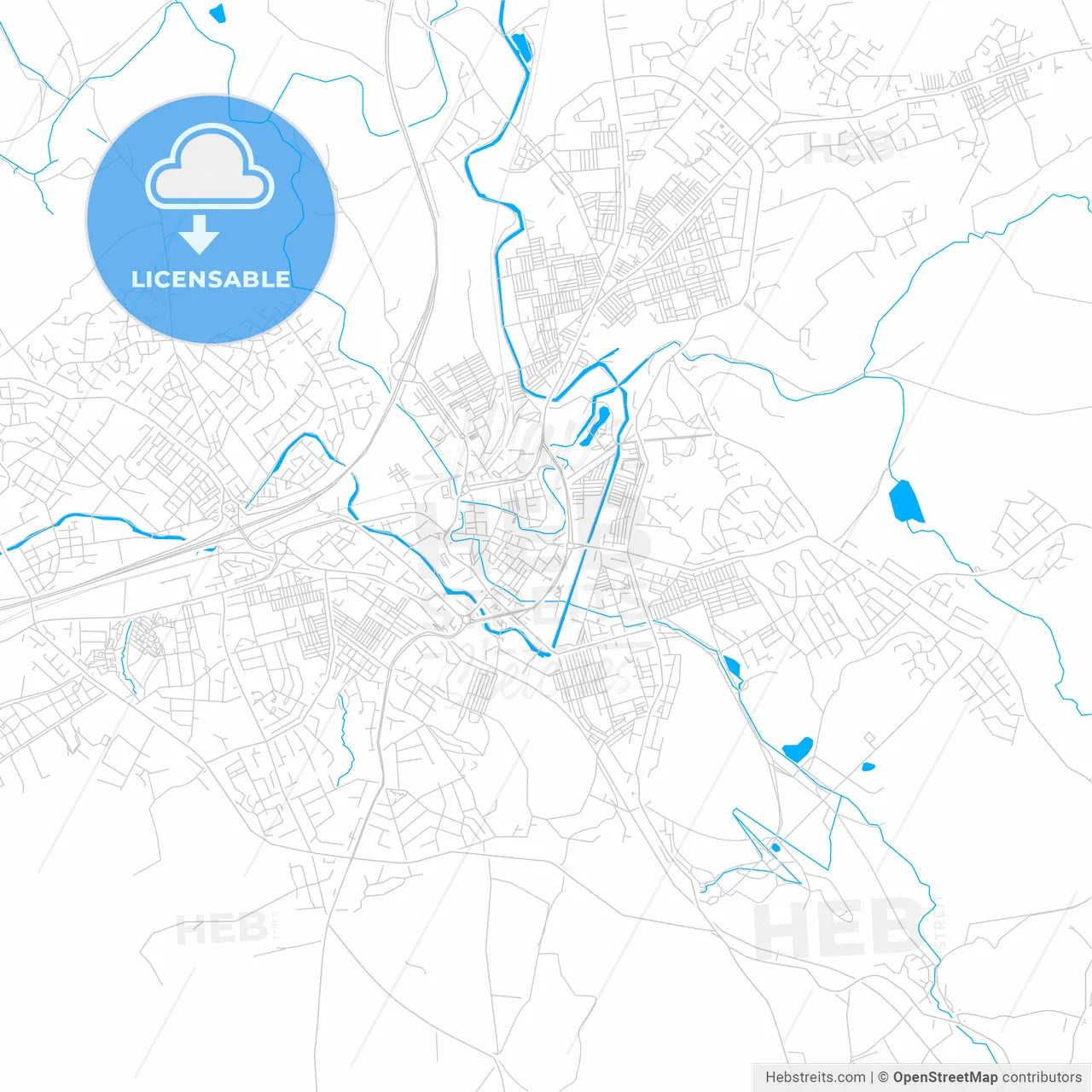 Burnley, England bright two-toned vector map