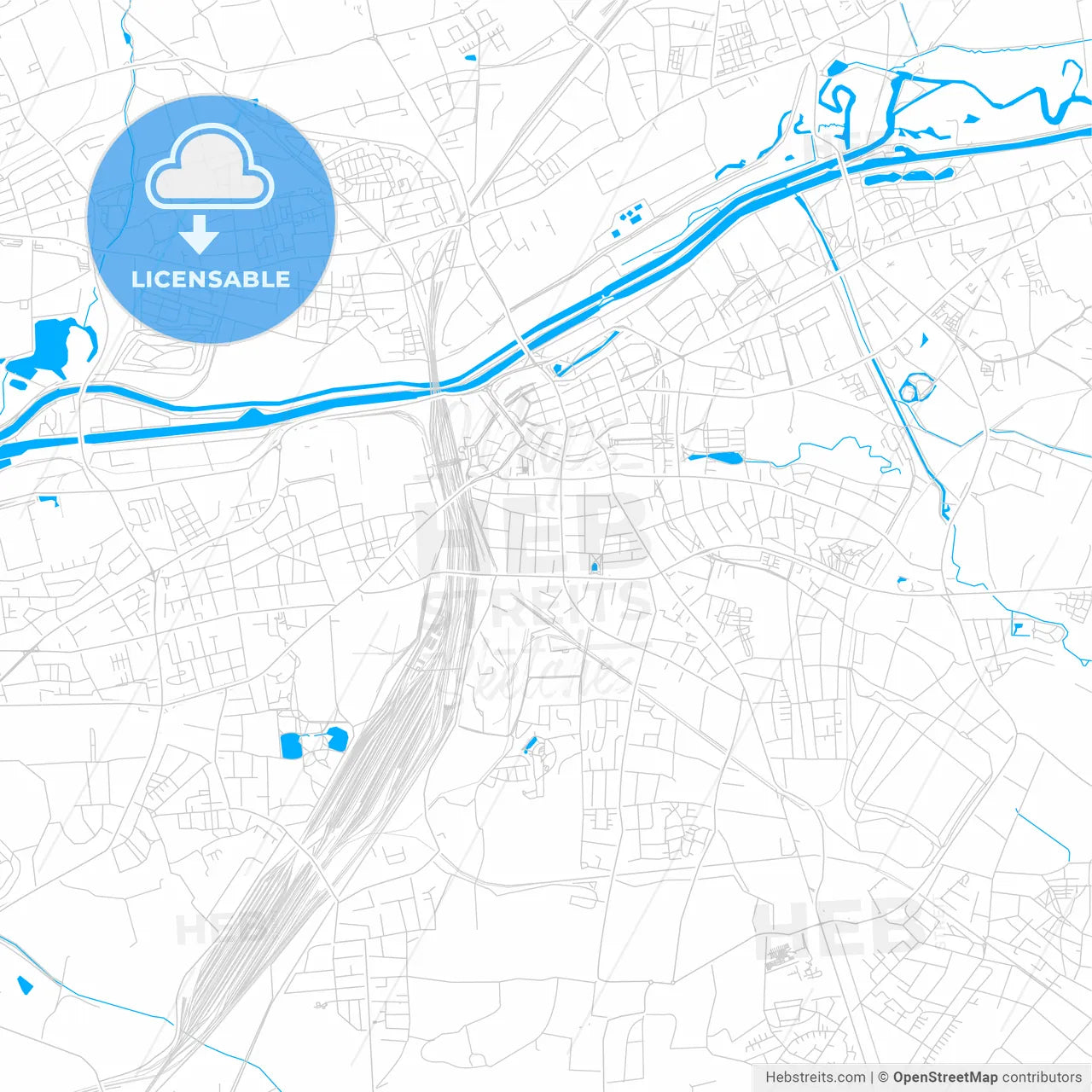 Hamm, Germany bright two-toned vector map
