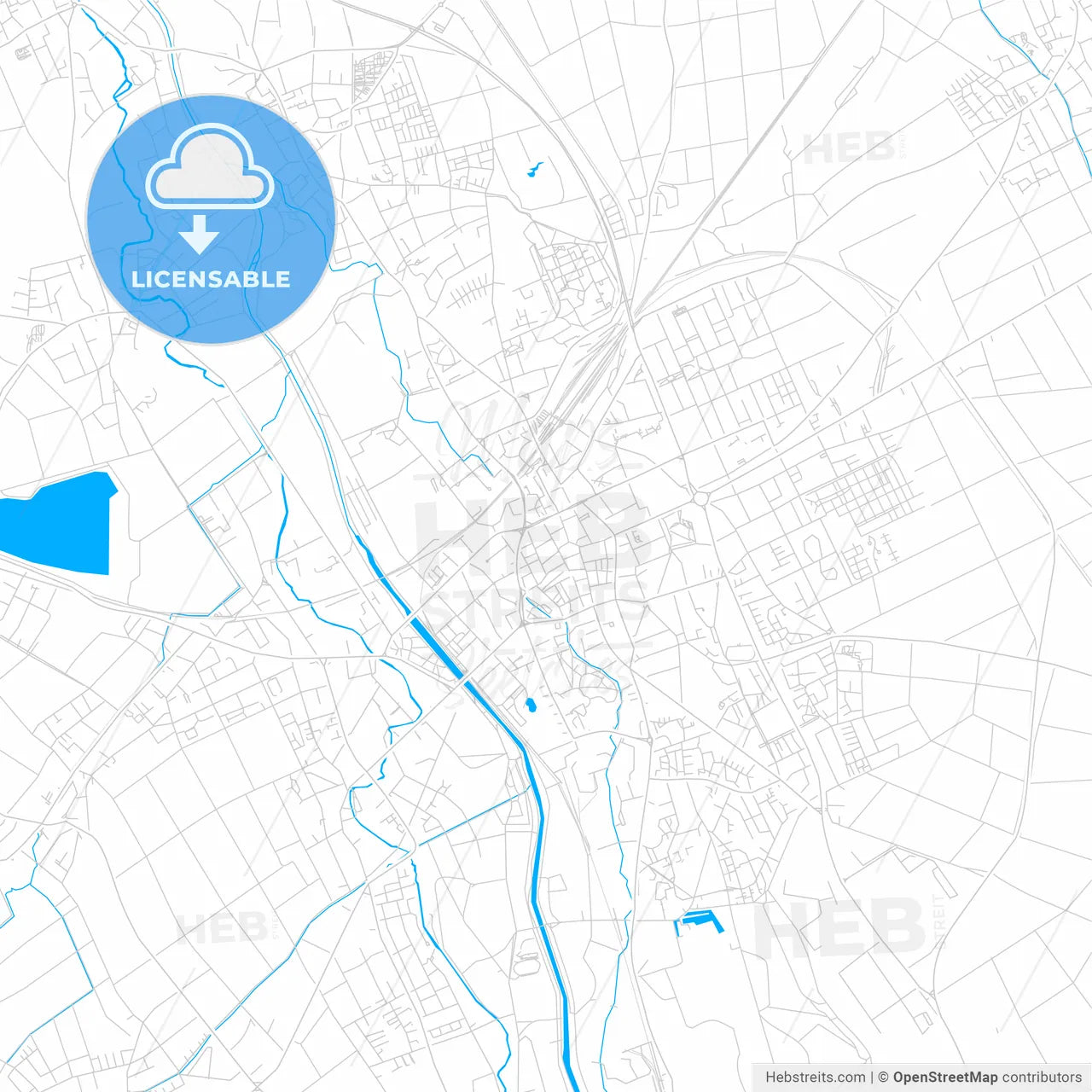 Duren, Germany bright two-toned vector map
