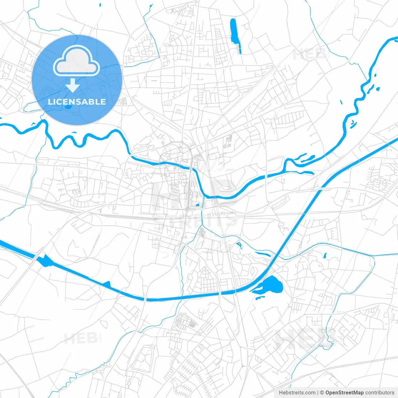 Lunen, Germany bright two-toned vector map