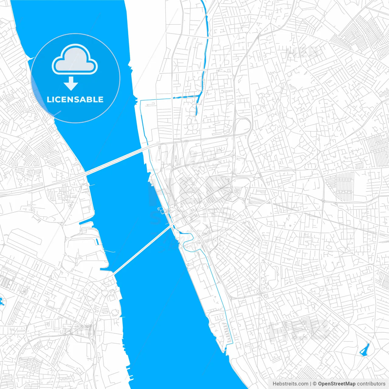 Liverpool, England bright two-toned vector map