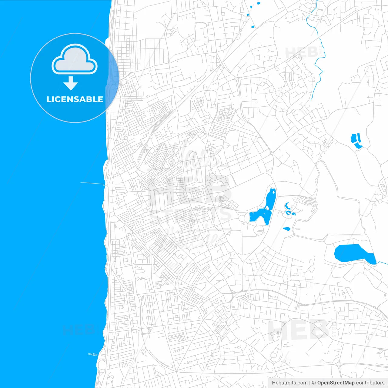 Blackpool, England bright two-toned vector map
