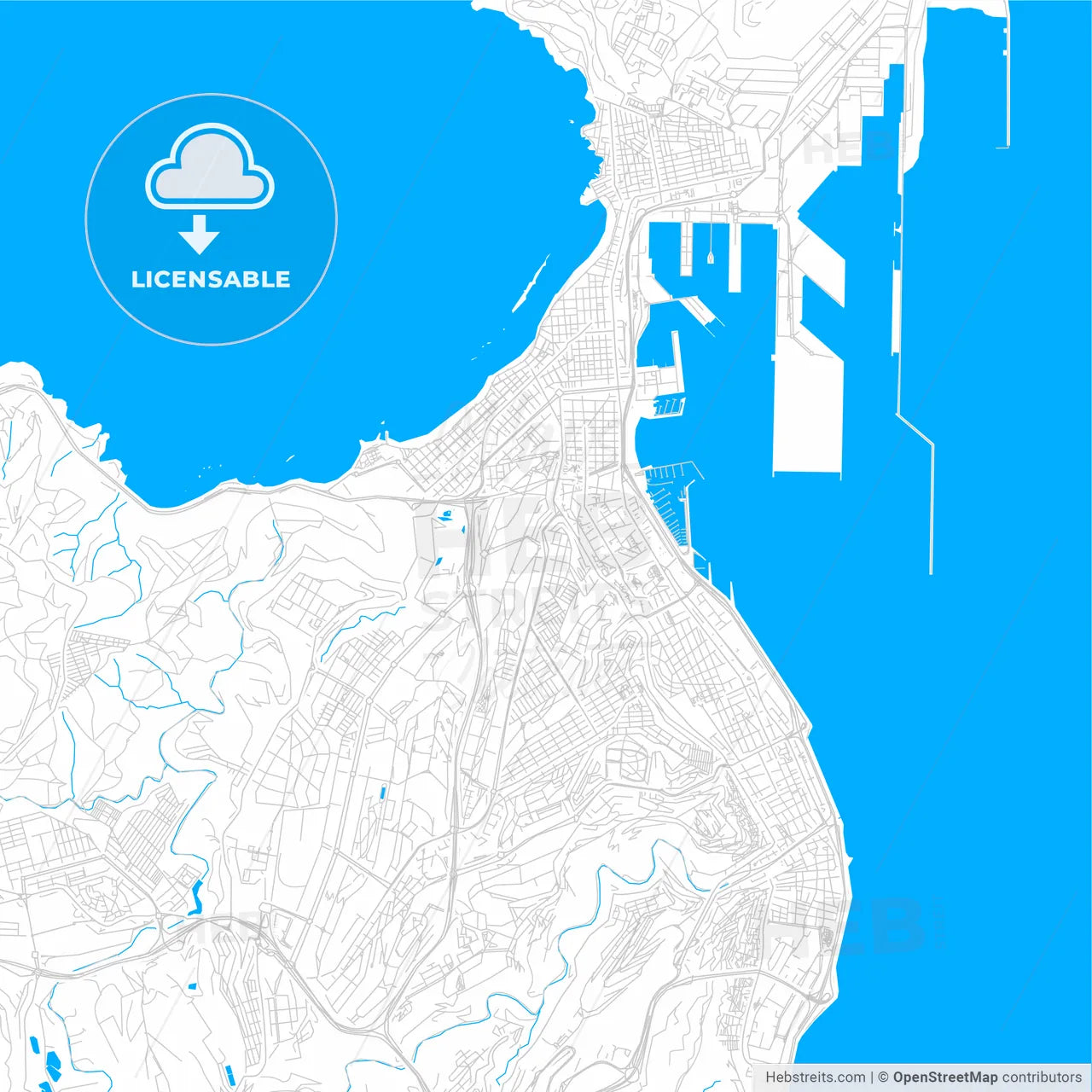 Las Palmas de Gran Canaria, Spain bright two-toned vector map