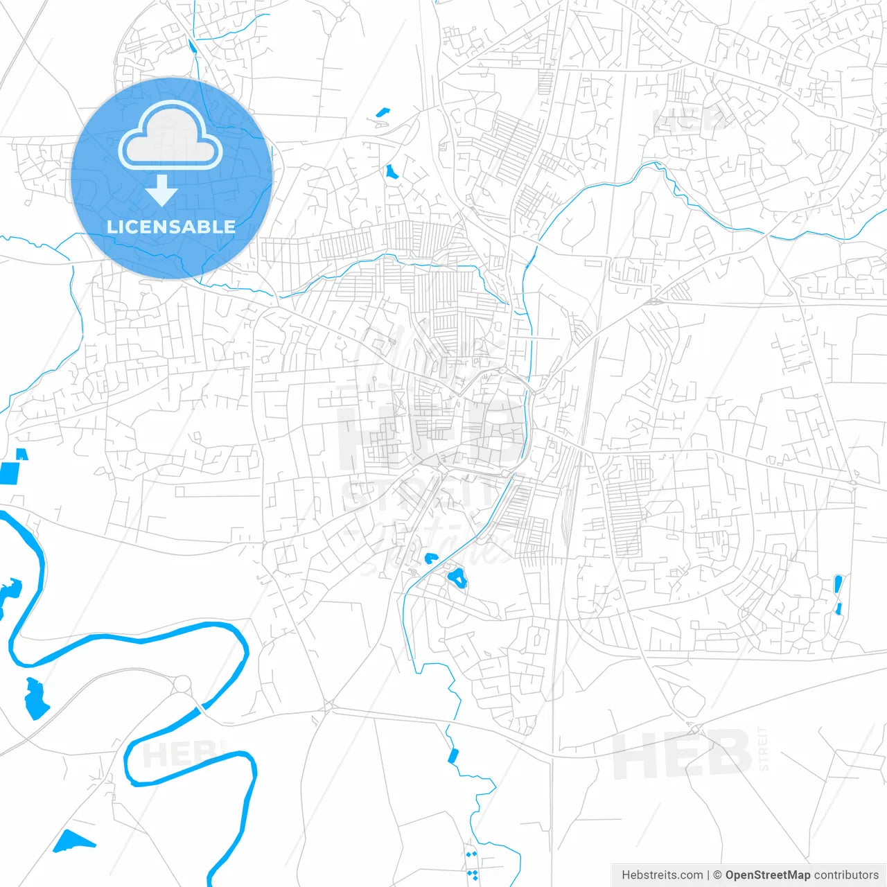 Darlington, England bright two-toned vector map