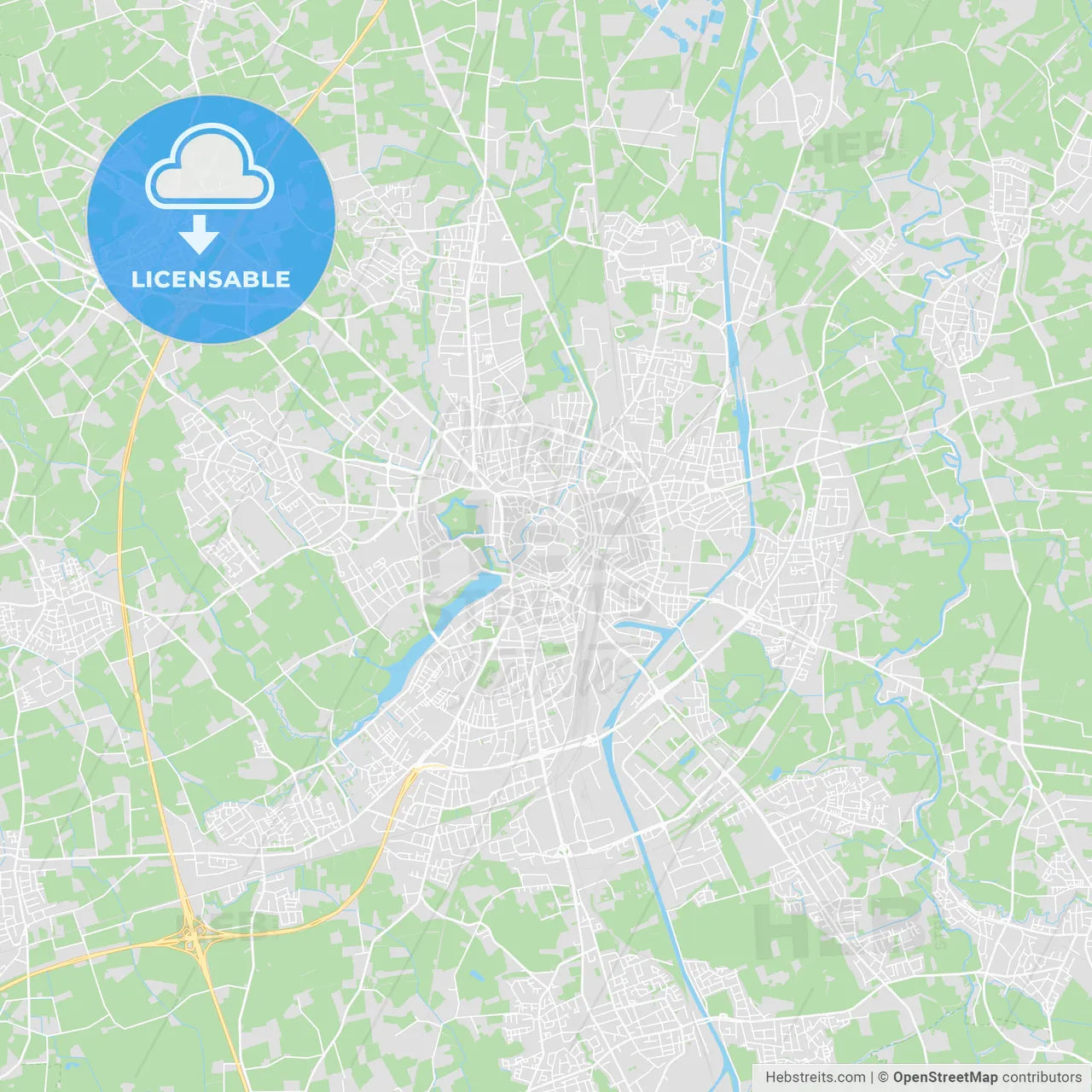 Munster, Germany printable street map