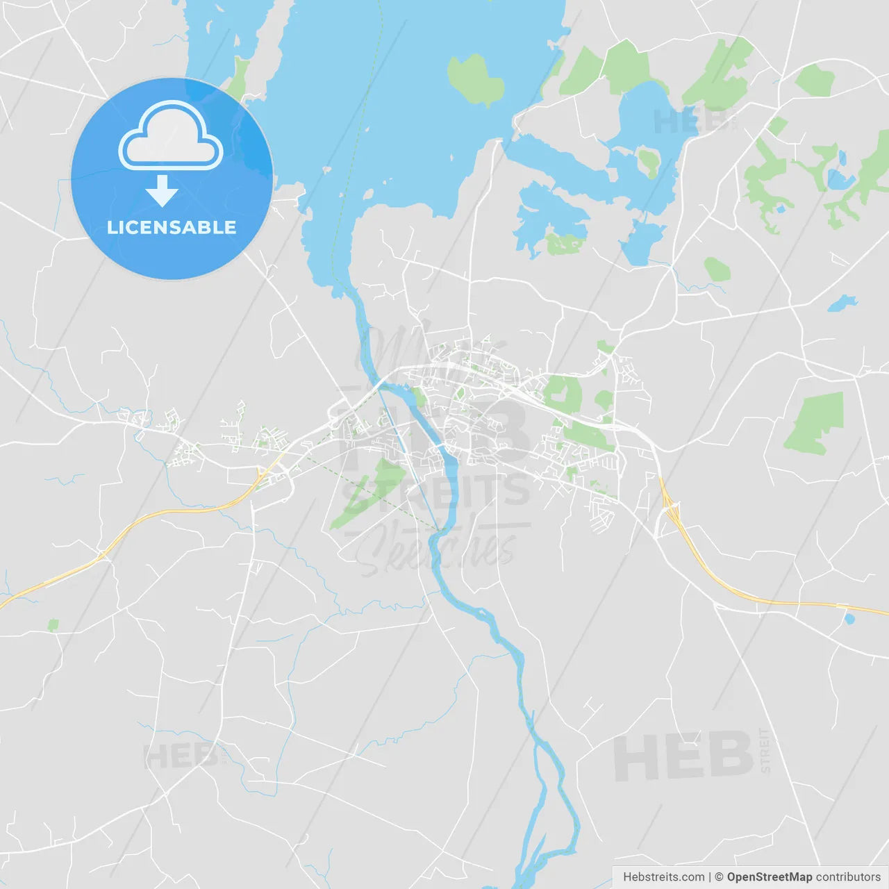 Athlone, Ireland printable street map