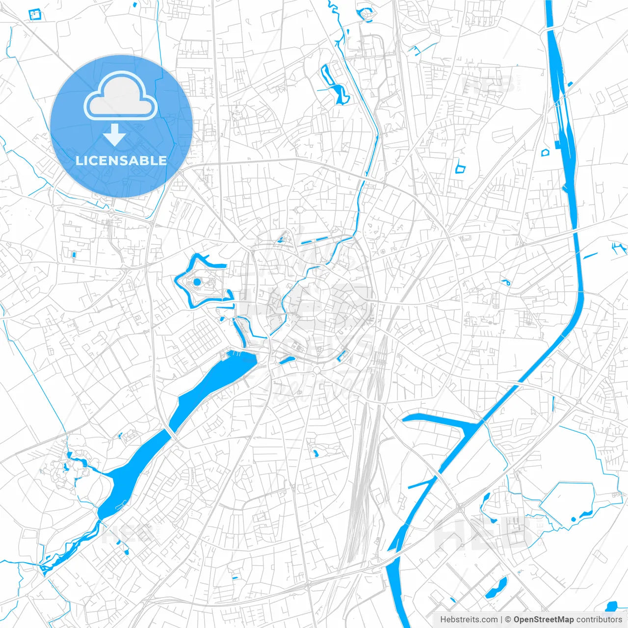 Munster, Germany bright two-toned vector map