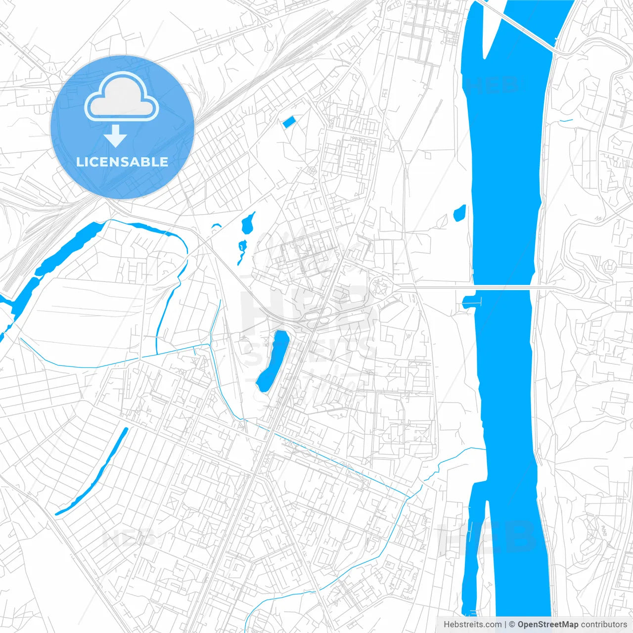 Nizhny Novgorod, Russia bright two-toned vector map